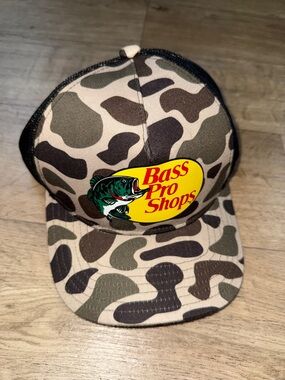 Bass Pro Shops Camo Patch Trucker Hat - Green, Brown & Tan